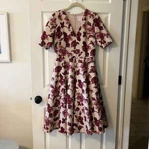 Gal Meets Glam Burgundy and Cream Floral Dress 6